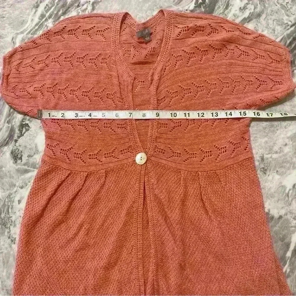 J. Jill Knitted Short-sleeve 1 Button Linen-blend Cardigan, Women's Size S Pink - Picture 4 of 7